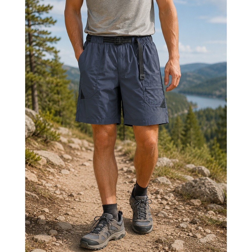 LL Bean Swift River Lined Shorts Mens XL Belted Nylon Blue 9" Cargo Outdoor Hike - Picture 1 of 16